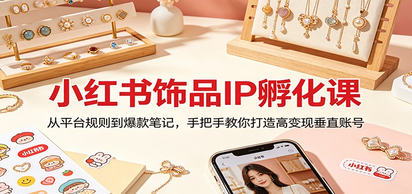 小红书饰品IP孵化课：从平台规则到爆款笔记，手把手教你打造高变现垂直账号-我爱项目网