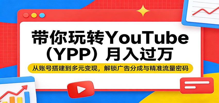 带你玩转YouTube（YPP）月入过万：从账号搭建到多元变现，解锁广告分成与精准流量密码-我爱项目网
