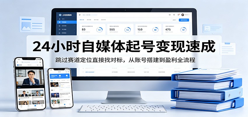 24小时自媒体起号变现速成，跳过赛道定位直接找对标，从账号搭建到盈利全流程-我爱项目网