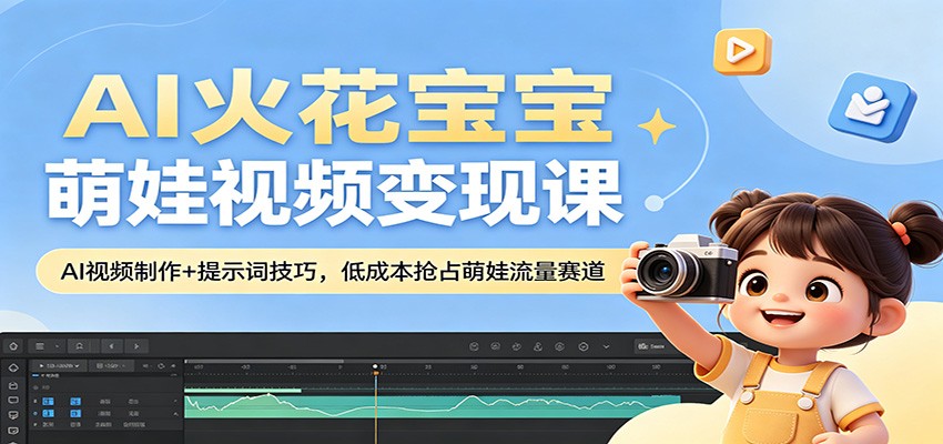 AI火花宝宝萌娃视频变现课：AI视频制作+提示词技巧，低成本抢占萌娃流量赛道-我爱项目网
