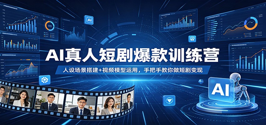 AI真人短剧爆款训练营：人设场景搭建+视频模型运用，手把手教你做短剧变现-我爱项目网