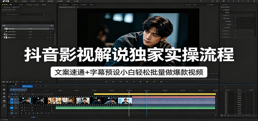 抖音影视解说独家实操流程，文案速通+字幕预设小白轻松批量做爆款视频-我爱项目网