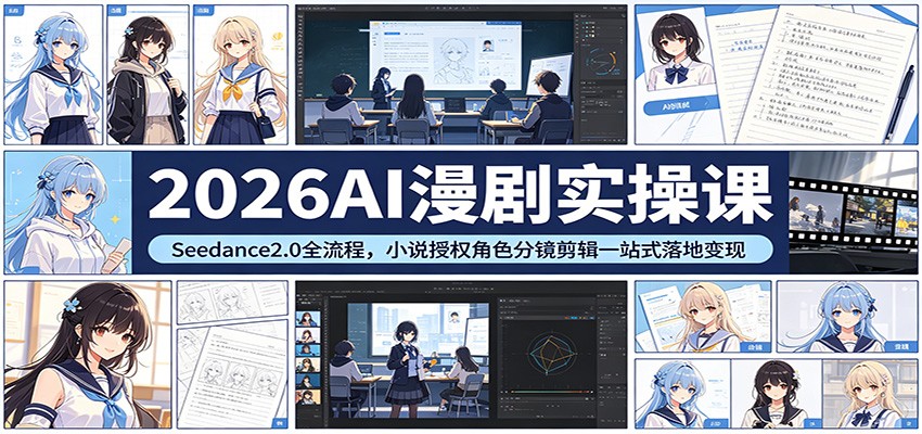 2026AI漫剧实操课：Seedance2.0全流程，小说授权角色分镜剪辑一站式落地变现-我爱项目网