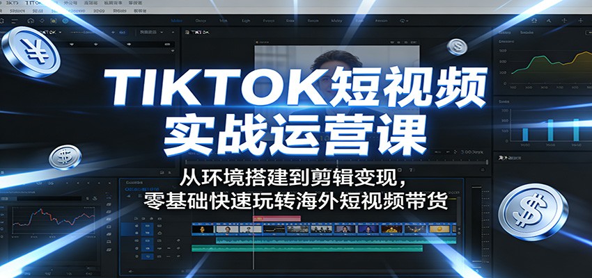 TIKTOK短视频实战运营课:从环境搭建到剪辑变现,零基础快速玩转海外短视频带货-我爱项目网
