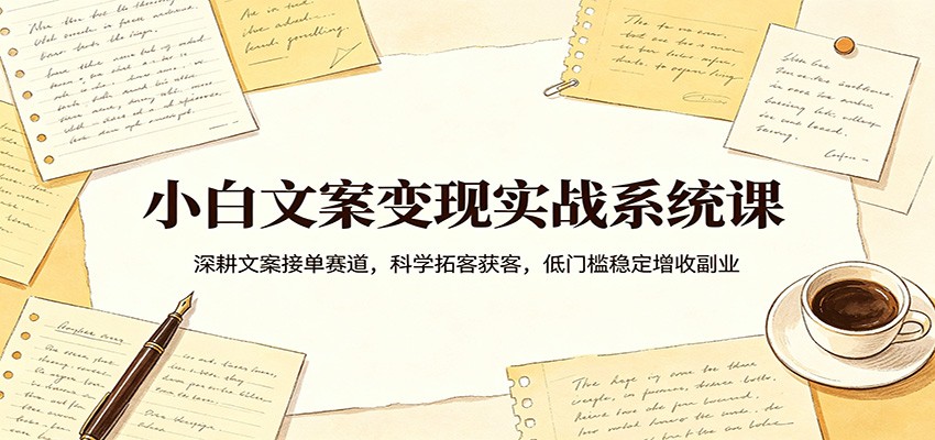 小白文案变现实战系统课：深耕文案接单赛道，科学拓客获客，低门槛稳定增收副业-我爱项目网