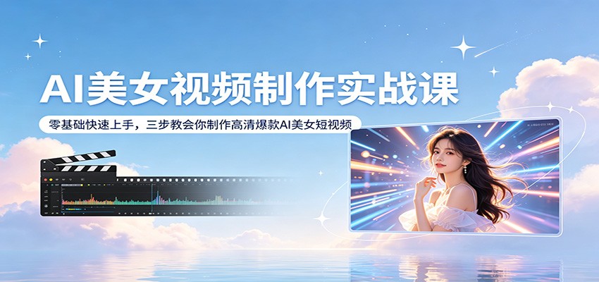 AI美女视频制作实战课：零基础快速上手，三步教会你制作高清爆款AI美女短视频-我爱项目网
