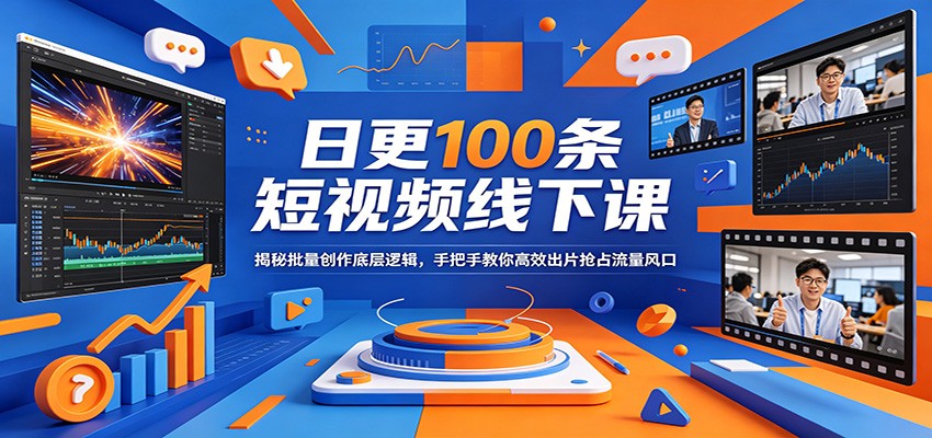 日更100条短视频线下课：揭秘批量创作底层逻辑，手把手教你高效出片抢占流量风口-我爱项目网