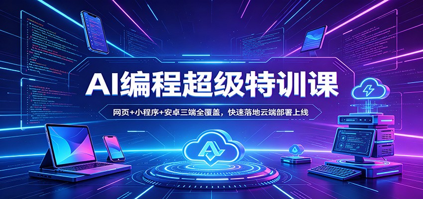 AI编程超级特训课：网页+小程序+安卓三端全覆盖，快速落地云端部署上线-我爱项目网