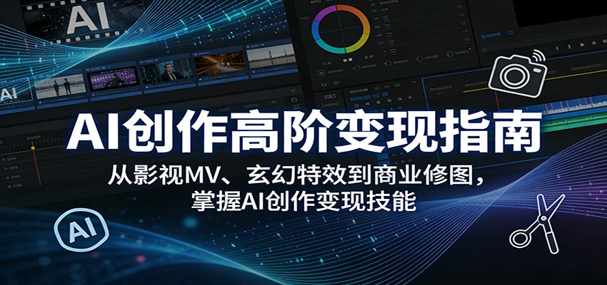 AI创作高阶变现指南：从影视MV、玄幻特效到商业修图，掌握AI创作变现技能-我爱项目网