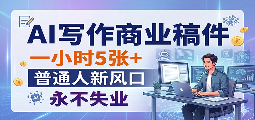 AI写作商业稿件,一小时5张+,普通人新风口,永不失业-我爱项目网