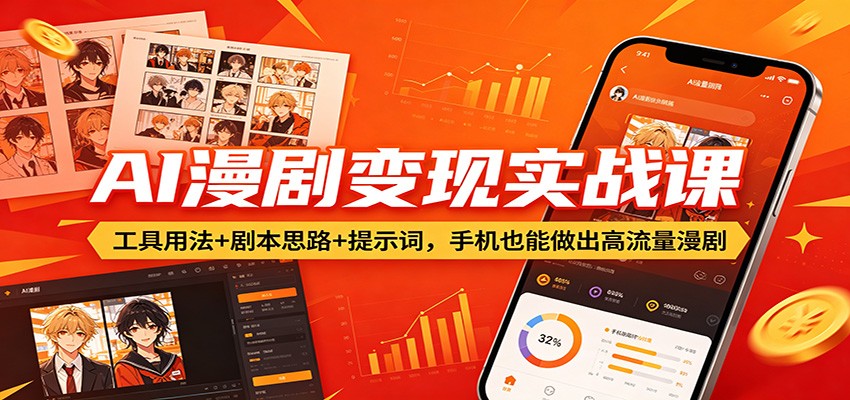 AI漫剧变现实战课：工具用法+剧本思路+提示词，手机也能做出高流量漫剧-我爱项目网