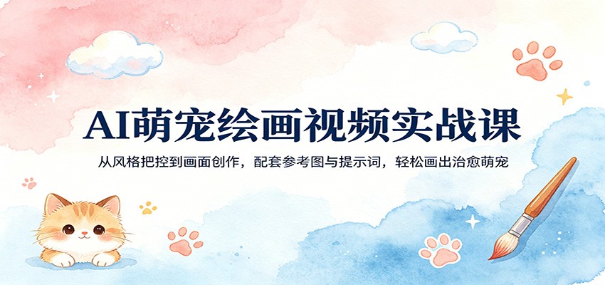 AI萌宠绘画视频实战课：从风格把控到画面创作，配套参考图与提示词，轻松画出治愈萌宠-我爱项目网