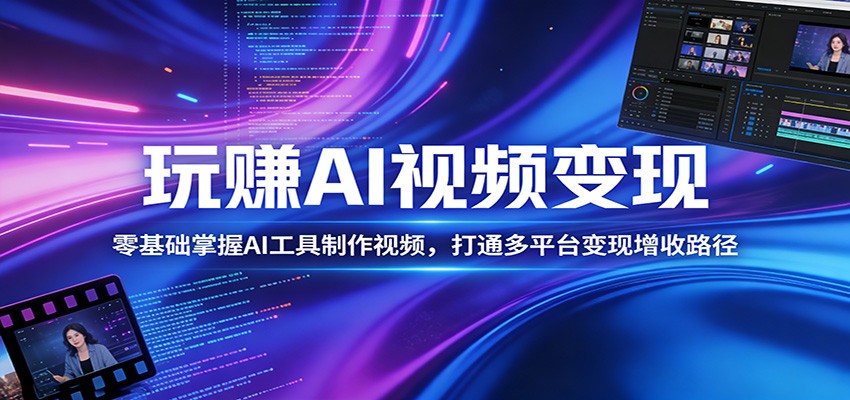 玩赚AI视频变现，零基础掌握AI具制作视频，打通多平台变现增收路径-我爱项目网