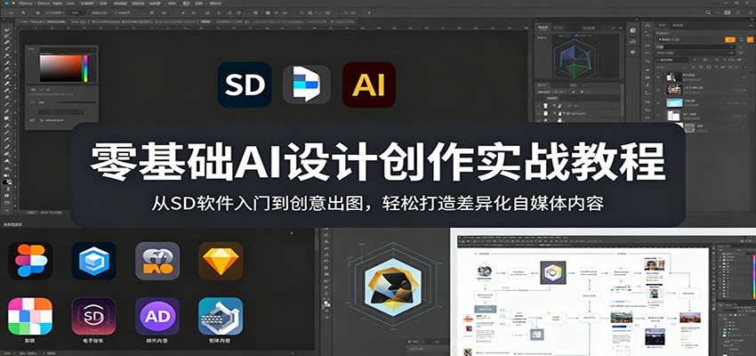 零基础AI设计创作实战教程：从SD软件入门到创意出图，轻松打造差异化自媒体内容-我爱项目网