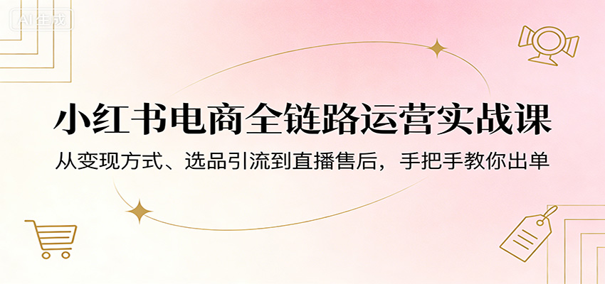 小红书电商全链路运营实战课：从变现方式、选品引流到直播售后，手把手教你出单-我爱项目网