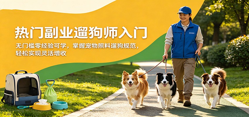 热门副业遛狗师入门，无门槛零经验可学，掌握宠物照料遛狗规范，轻松实现灵活增收-我爱项目网