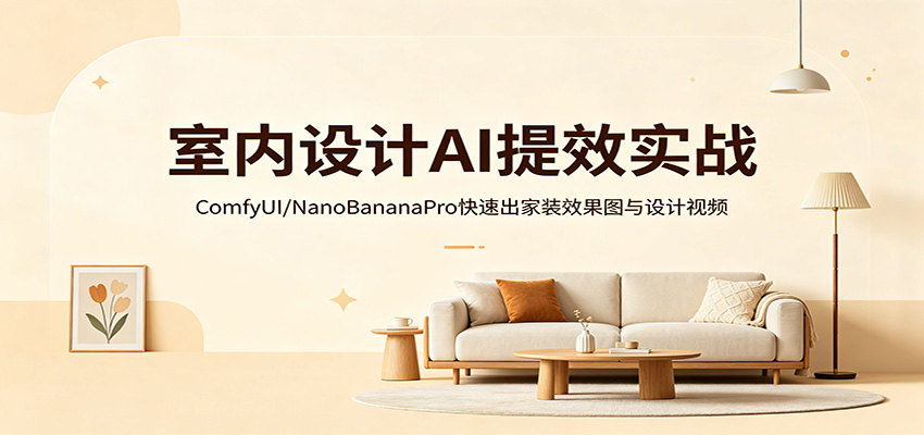 室内设计AI提效实战：ComfyUI/NanoBananaPro快速出家装效果图与设计视频-我爱项目网