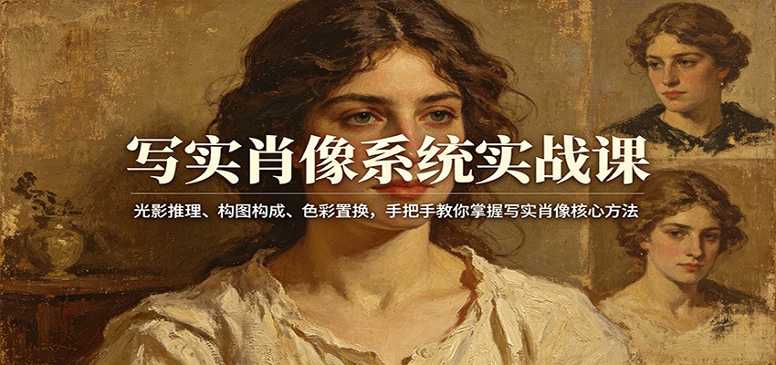 写实肖像系统实战课：光影推理、构图构成、色彩置换，手把手教你掌握写实肖像核心方法-我爱项目网