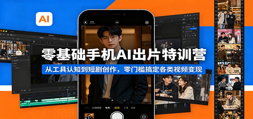 零基础手机AI出片特训营：从工具认知到短剧创作，零门槛搞定各类视频变现-我爱项目网