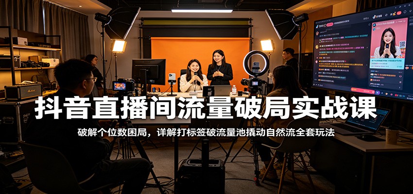 抖音直播间流量破局实战课：破解个位数困局，详解打标签破流量池撬动自然流全套玩法-我爱项目网