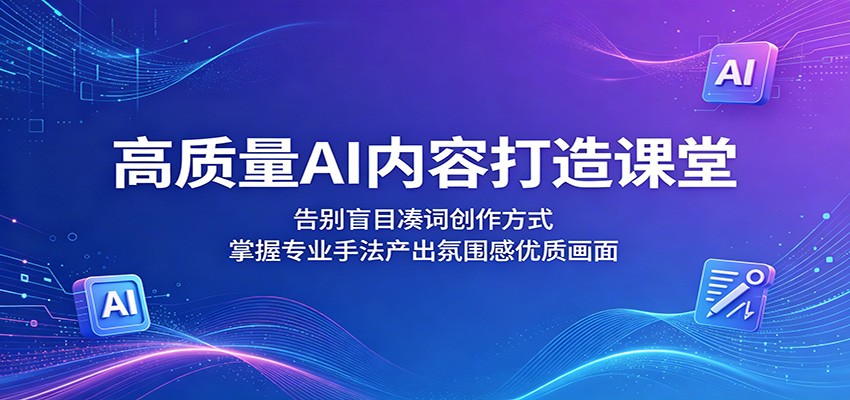 高质量AI内容打造课堂：告别盲目凑词创作方式，掌握专业手法产出氛围感优质画面-我爱项目网