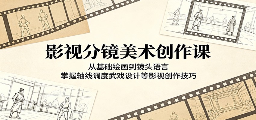 影视分镜美术创作课：从基础绘画到镜头语言，掌握轴线调度武戏设计等影视创作技巧-我爱项目网