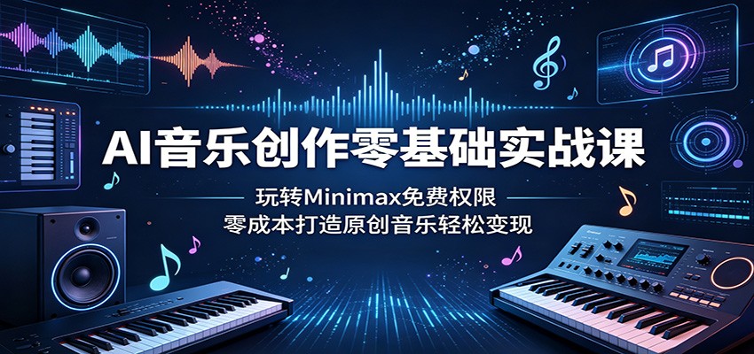 AI音乐创作零基础实战课：玩转Minimax免费权限，零成本打造原创音乐轻松变现-我爱项目网