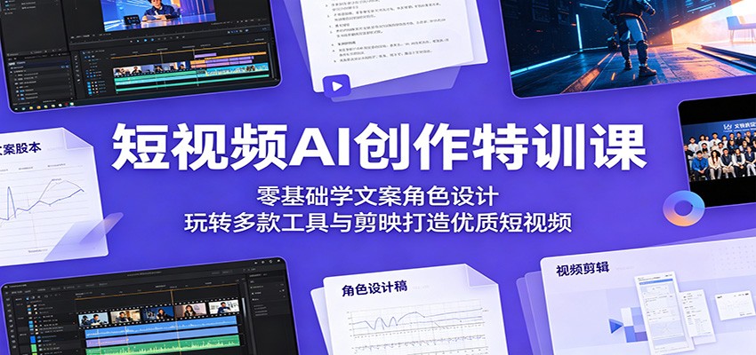 短视频AI创作特训课:零基础学文案角色设计,玩转多款工具与剪映打造优质短视频-我爱项目网