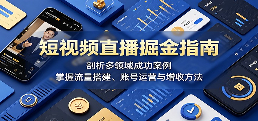 短视频直播掘金指南：剖析多领域成功案例，掌握流量搭建、账号运营与增收方法-我爱项目网