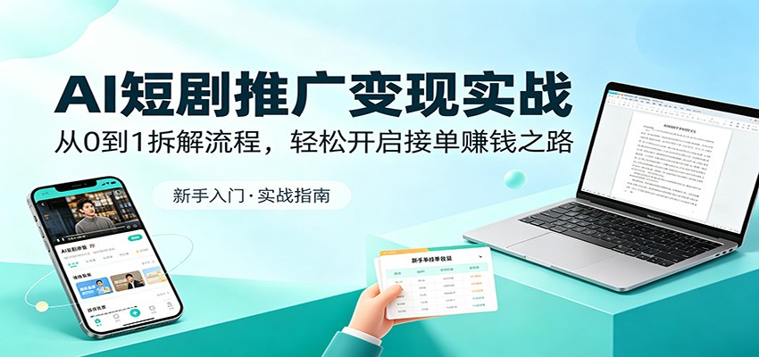 AI短剧推广变现实战:从0到1拆解流程,轻松开启接单赚钱之路-我爱项目网