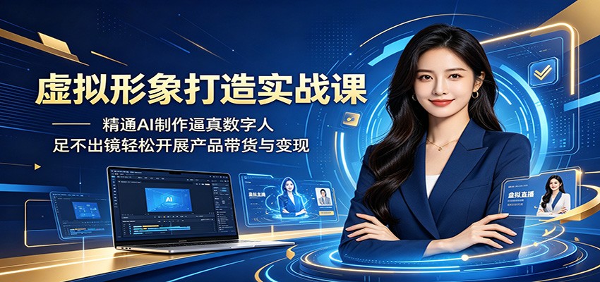 虚拟形象打造实战课:精通AI制作逼真数字人,足不出镜轻松开展产品带货与变现-我爱项目网