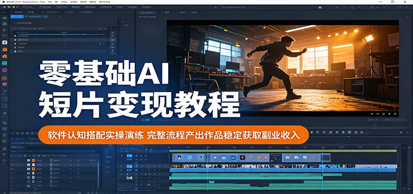 零基础AI短片变现教程：软件认知搭配实操演练，完整流程产出作品稳定获取副业收入-我爱项目网