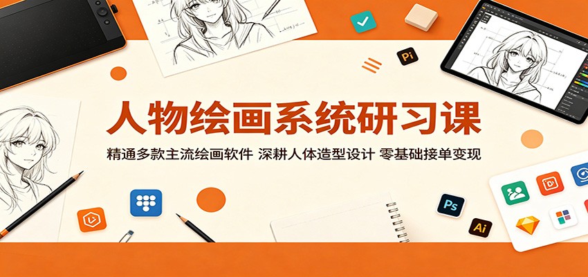 人物绘画系统研习课：精通多款主流绘画软件，深耕人体造型设计，零基础接单变现-我爱项目网