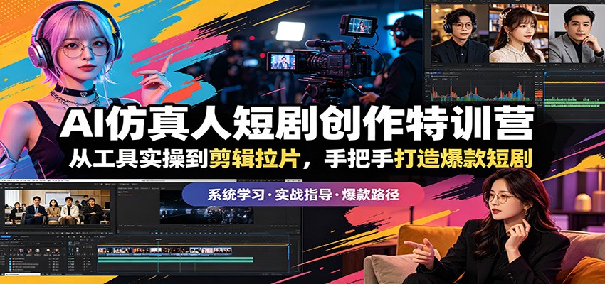AI仿真人短剧创作特训营：从工具实操到剪辑拉片，手把手打造爆款短剧-我爱项目网