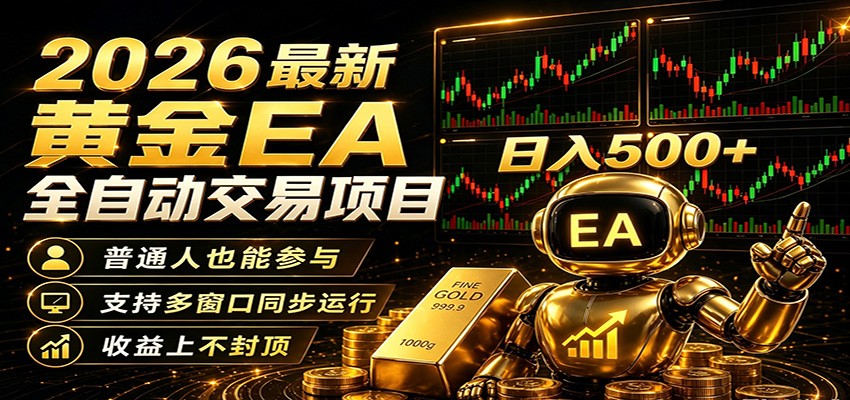 2026黄金EA全自动量化，零技术·全自动·收益上不封顶，低门槛日入500+-我爱项目网