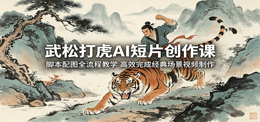 武松打虎AI短片创作课：脚本配图全流程教学，高效完成经典场景视频制作-我爱项目网