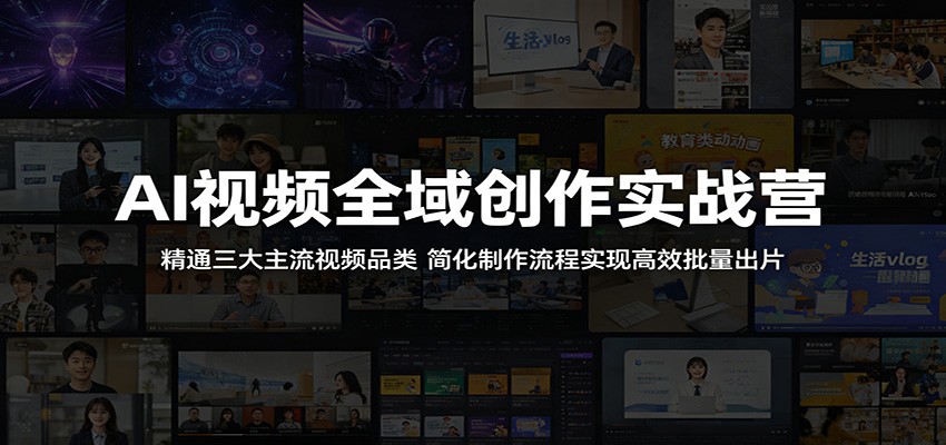 AI视频全域创作实战营：精通三大主流视频品类，简化制作流程实现高效批量出片-我爱项目网