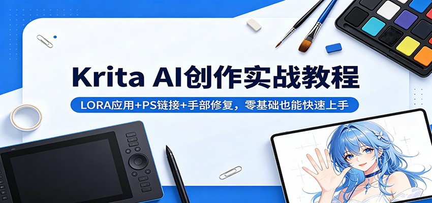 Krita AI创作实战教程：LORA应用+PS链接+手部修复，零基础也能快速上手-我爱项目网