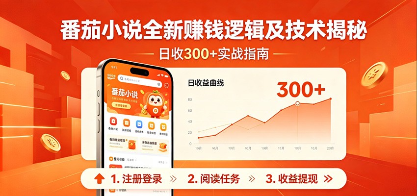 番茄小说全新赚钱逻辑及技术日收300+，小白新书皆可做！无脑赚就行了！-我爱项目网