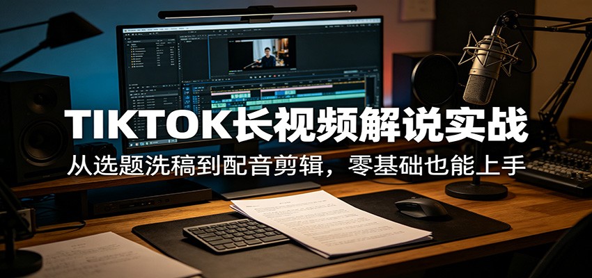 TIKTOK长视频解说实战：从选题洗稿到配音剪辑，零基础也能上手-我爱项目网