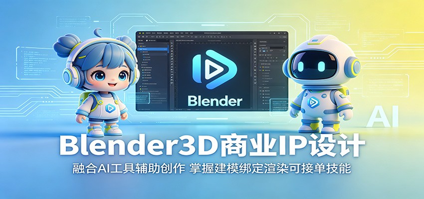 Blender3D商业IP设计：融合AI工具辅助创作，掌握建模绑定渲染可接单技能-我爱项目网