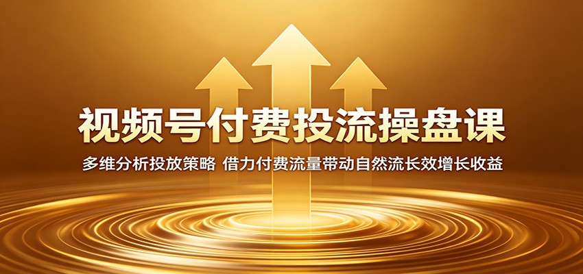 视频号付费投流操盘课：多维分析投放策略，借力付费流量带动自然流长效增长收益-我爱项目网