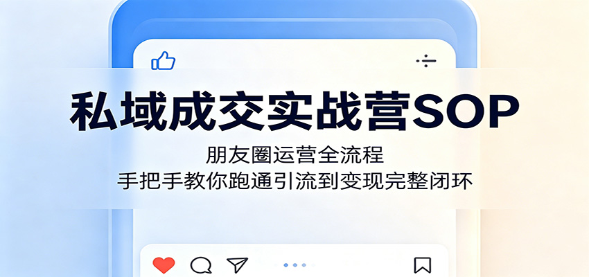 私域成交实战营SOP：朋友圈运营全流程，手把手教你跑通引流到变现完整闭环-我爱项目网