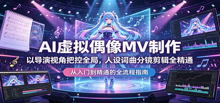 AI虚拟偶像MV制作：以导演视角把控全局，人设词曲分镜剪辑全精通-我爱项目网