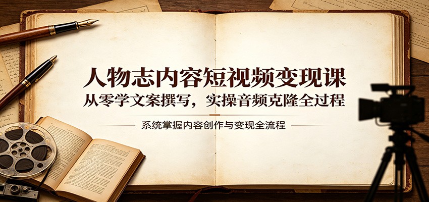 人物志内容短视频变现课：从零学文案撰写，实操音频克隆全过程-我爱项目网