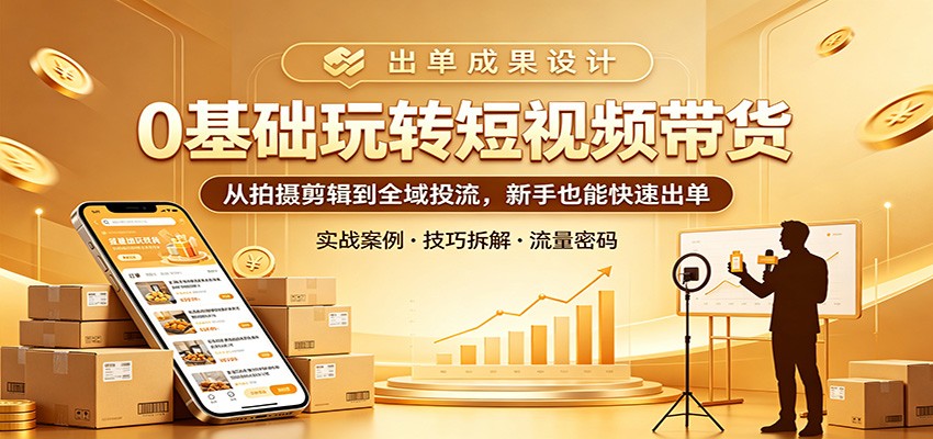 0基础玩转短视频带货：从拍摄剪辑到全域投流，新手也能快速出单-我爱项目网