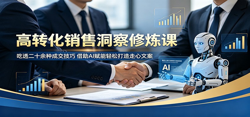 高转化销售洞察修炼课：吃透二十余种成交技巧，借助AI赋能轻松打造走心文案-我爱项目网