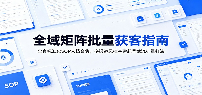 全域矩阵批量获客指南：全套标准化SOP文档合集，多渠道风控基建起号截流扩量打法-我爱项目网