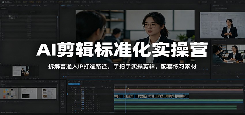 AI剪辑标准化实操营：拆解普通人IP打造路径，手把手实操剪辑，配套练习素材-我爱项目网