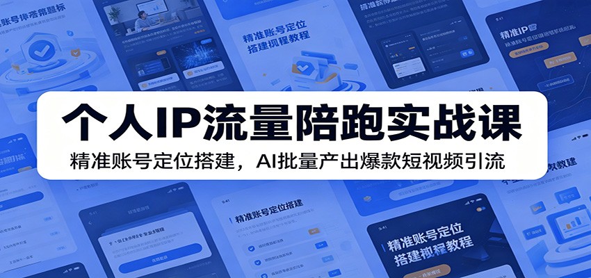 个人IP流量陪跑实战课：精准账号定位搭建，AI批量产出爆款短视频引流-我爱项目网